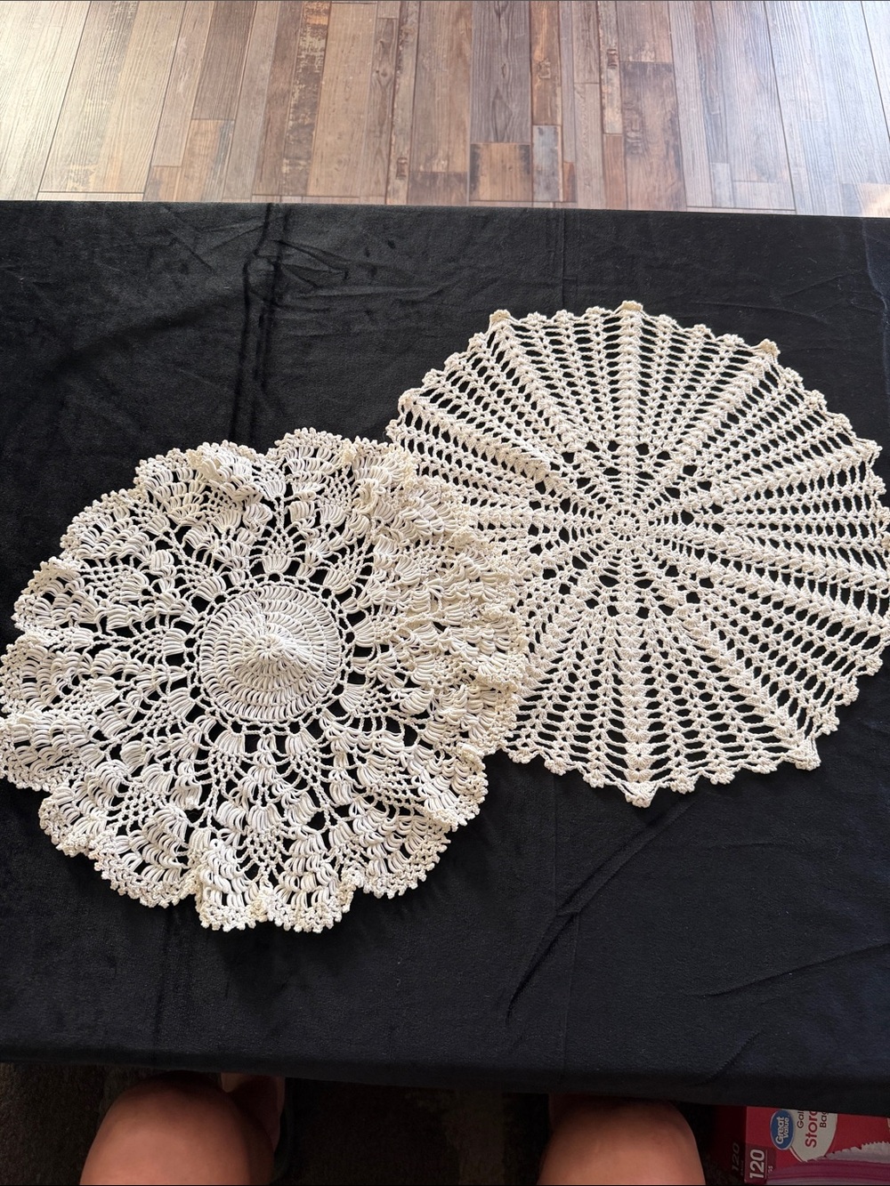 Vintage Cottagecore Boho Handmade Crochet Doilies - Cream Set of 2